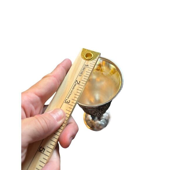 Vintage Silver Plated Kiddush Cup With Grape Vine Motif 4.25" Tall - Picture 6 of 8